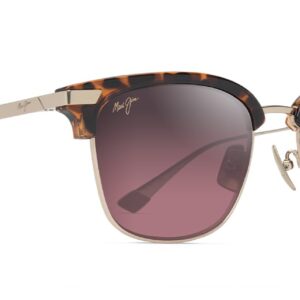 Maui Jim Kalaunu AF Square Sunglasses, Shiny Dark Havana W/Gold/Maui Rose Polarized, Extra Large