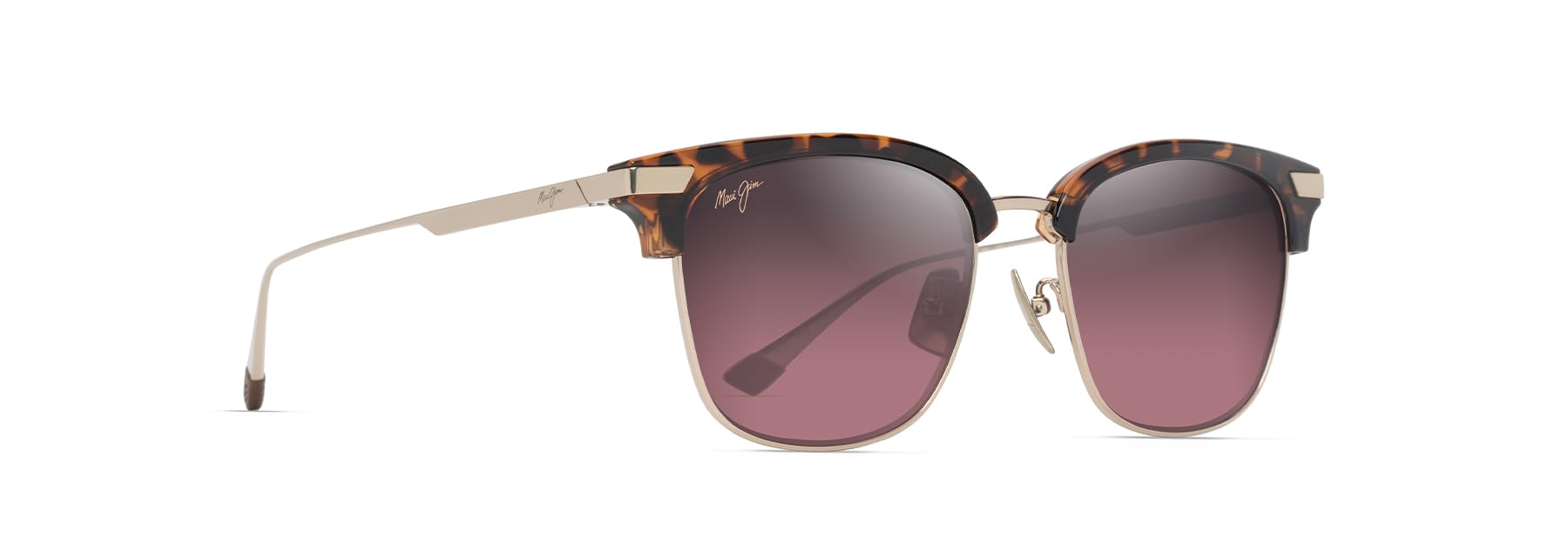 Maui Jim Kalaunu AF Square Sunglasses, Shiny Dark Havana W/Gold/Maui Rose Polarized, Extra Large