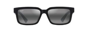 maui jim hiapo af rectangle sunglasses, matte black/neutral grey polarized, extra large