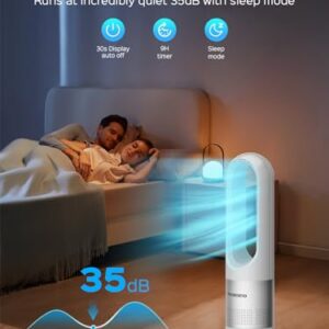 Senmeo Bladeless Fan for Bedroom, 22" Quiet Bladeless Tower Fan with Remote, 90° Oscillating, 8 Speeds, 9 Hour Timer, LED Display with Auto Off, Easy to Clean, Portable Standing Fan for Home, Office