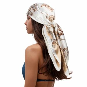 RIIQIICHY Head Scarf for Women Like Silk Scarf Hair Scarf Printed Square Scarf Bandanas for Women 35 Inches