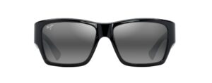 maui jim kaolu square sunglasses, shiny black/neutral grey polarized, extra large