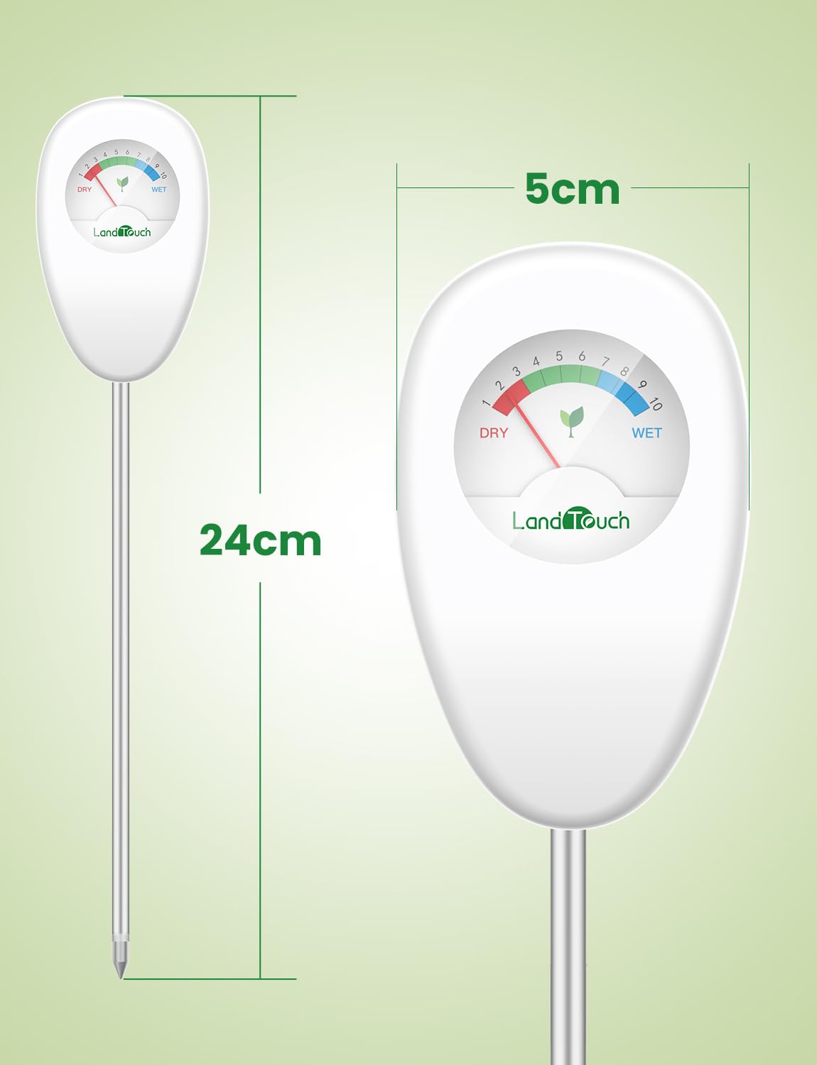 Landtouch Soil Moisture Meter, Moisture Meter for Plants, Moisture Meter for Soil, Garden, Farming, Potted Plants, Indoor & Outdoor, No Batteries Required