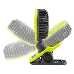 RYOBI USB Lithium Clamp Fan Kit with 2.0 Ah USB Lithium Battery and Charging Cable, GREEN