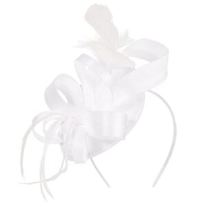 Fascinators Hats for Women Kentucky Derby Hats Tea Party Hats Flower Wedding Church Headband Hair Clip Girls White