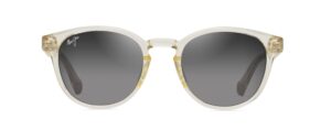 maui jim hiehie round sunglasses, shiny trans yellow/neutral grey polarized, small