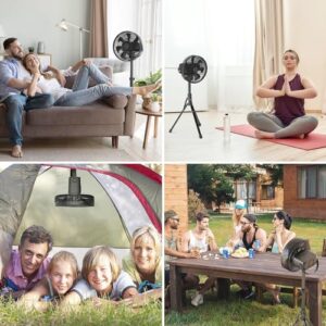 Marchpower 10in Outdoor Standing Fan, Foldable Camping Fan with Detachable Tripod 10000mAh Rechargeable Travel Fan with Remote Quiet Oscillating Fan Adjustable Height Pedestal Floor Fan for Home