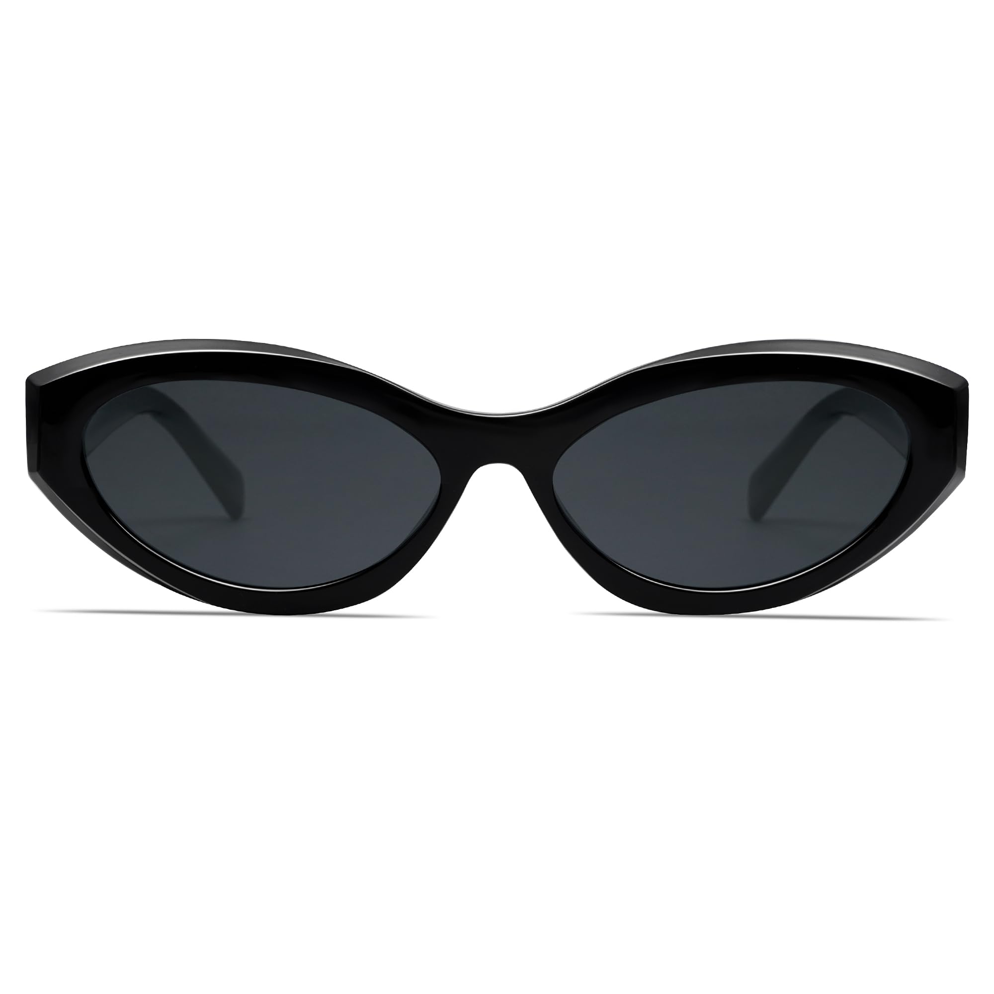 VANLINKER Trendy Black Small Polarized Cat Eye Sunglasses for Women Thick Oval Shades VL9777