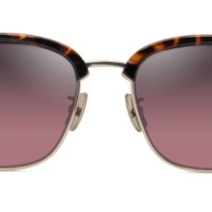 Maui Jim Kalaunu AF Square Sunglasses, Shiny Dark Havana W/Gold/Maui Rose Polarized, Extra Large