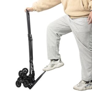 RJTEK【Material upgrading】Stair Climber Dolly 400lb Capacity, Improved Tire Size, Effortlessly Climbs 18cm Stairs, Hand Truck and Dolly,Heavy-Duty Cart with Telescoping Handle, Large Tires, and 2 Ropes