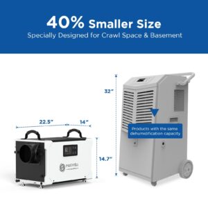 Moiswell 145 Pints Commercial Dehumidifier with Pump and Drain Hose, Crawl Space dehumidifier Basement, Industry Water Damage Unit for up to 6,000 sq ft Basements, Ideal for Industrial and Job Sites