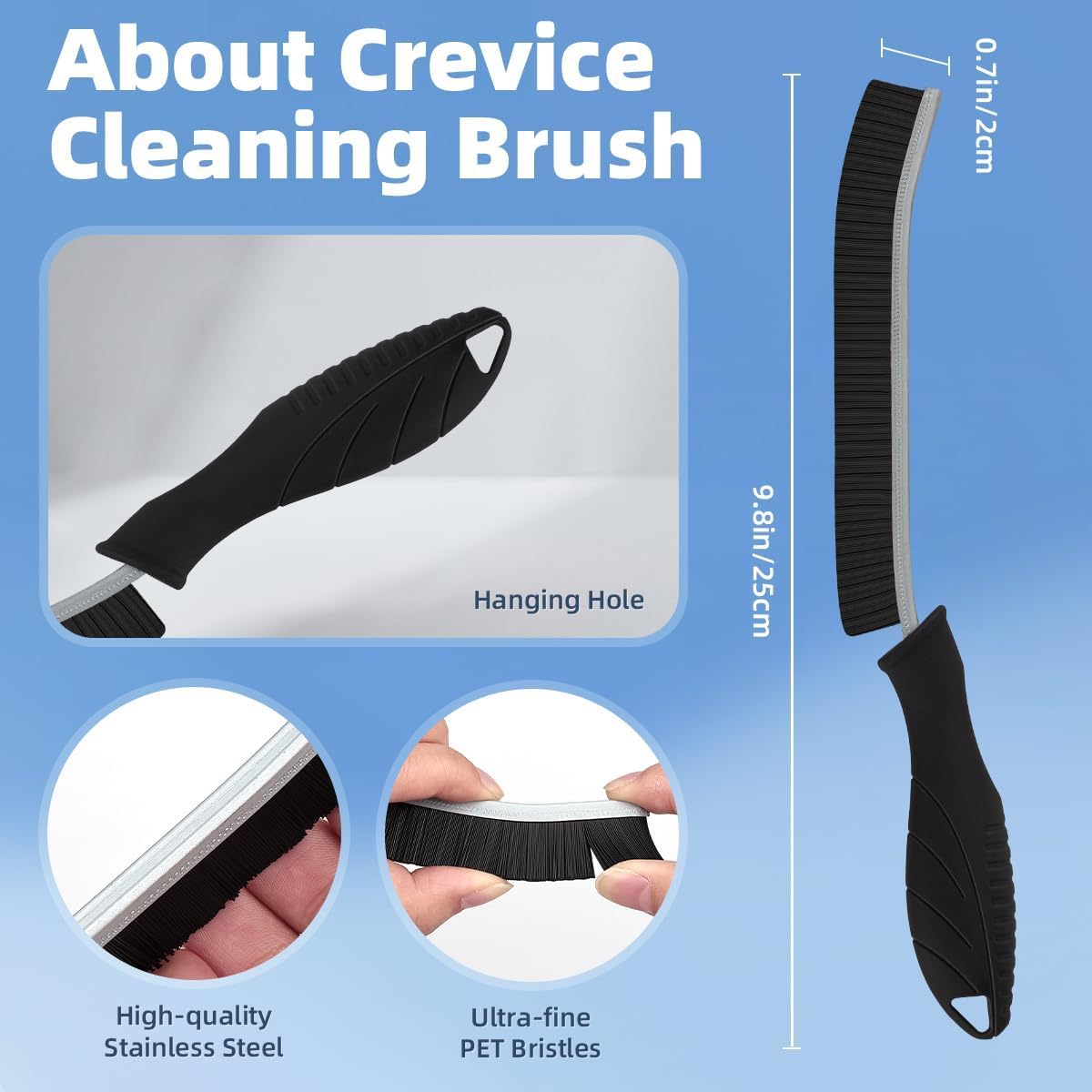 TQRR Hard Bristle Crevice Cleaning Brush-Thin Gap Cleaning Brush, Small Cleaning Brush, Grout Brush, Kitchen Brush, Cleaning Tools for Toilet, Bathroom, Home, Bathtub, Sink, Household, Window (3)