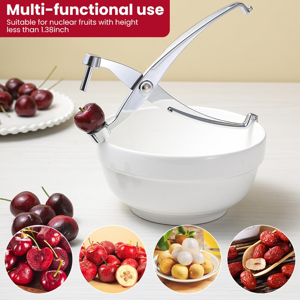 Cherry Pitter Cherry Picker Easy to use,Heavy Duty Cherry Tool all metal construction, easy to clean, for pitting cherries, olives, kitchen tool