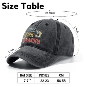 rofiowa Reel Cool Grandpa Adjustable Vintage Washed Cotton Baseball Cap, Funny Retro Trucker Hat for Men Grandpa Dad Fishing Lover, Retirement Birthday Gift for Fisherman