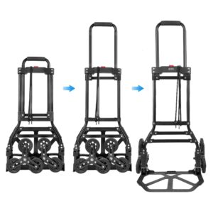 RJTEK【Material upgrading】Stair Climber Dolly 400lb Capacity, Improved Tire Size, Effortlessly Climbs 18cm Stairs, Hand Truck and Dolly,Heavy-Duty Cart with Telescoping Handle, Large Tires, and 2 Ropes