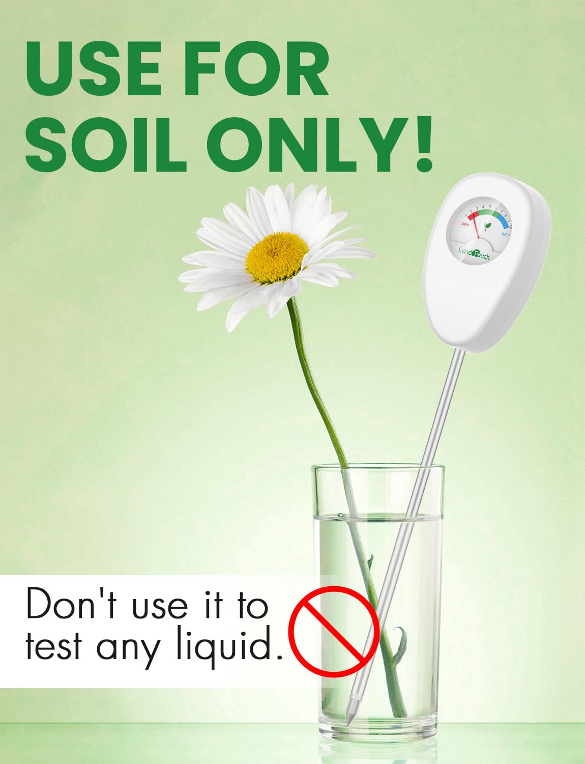 Landtouch Soil Moisture Meter, Moisture Meter for Plants, Moisture Meter for Soil, Garden, Farming, Potted Plants, Indoor & Outdoor, No Batteries Required