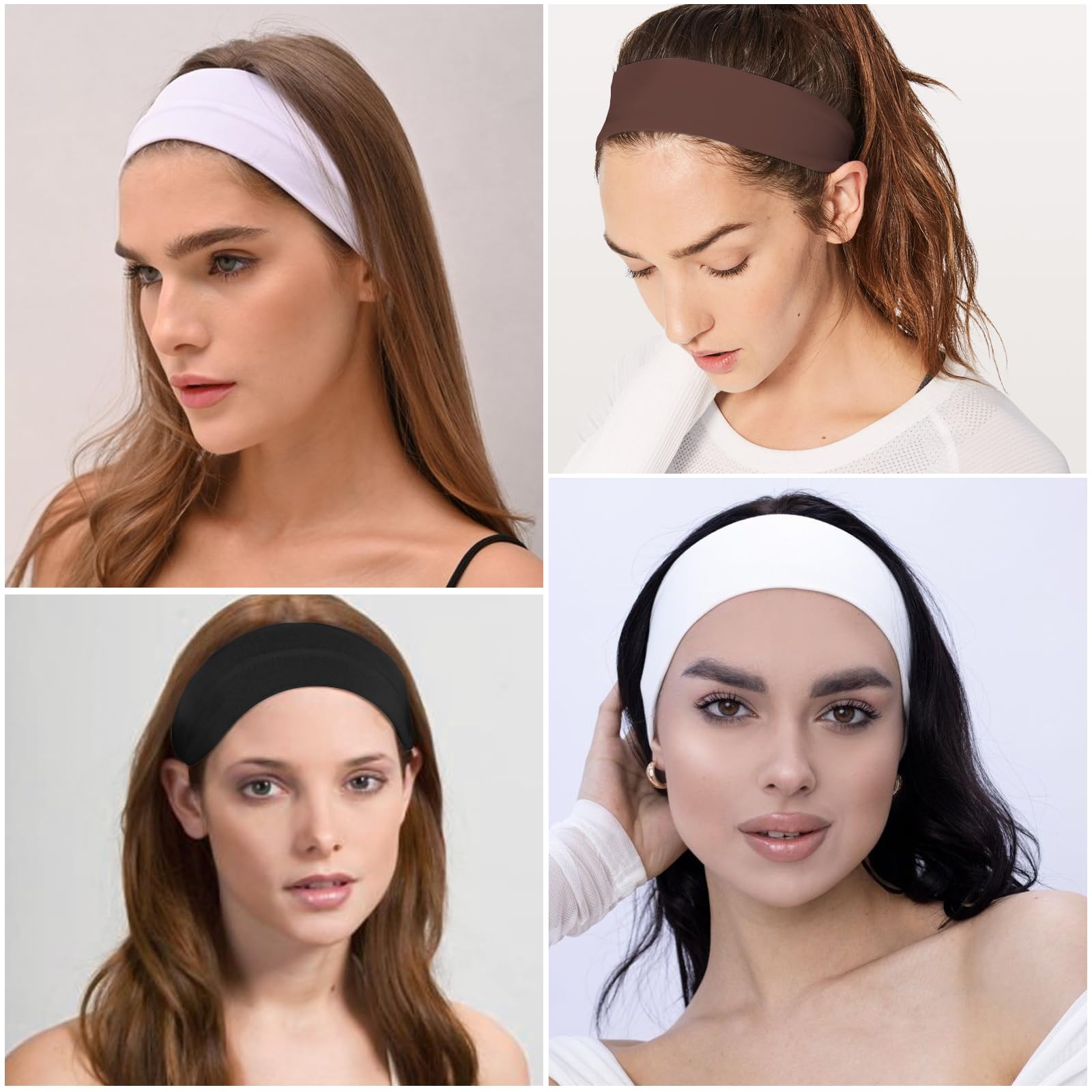 8 Pack Headbands for Women, Elastic Non-Slip Hair Bands Workout Headbands for Women Soft Cotton Cloth Sports Headband for Running Yoga Daily Workout