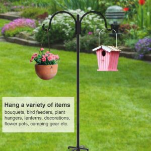 Artibear Double Shepherd Hooks for Outdoor, 76" Heavy Duty Bird Feeder Hangers Garden Hooks with 5-Prong Base, Outside Hanging Pole for Plant Baskets, Solar Light Lanterns, Wind Chimes, 1 Pack