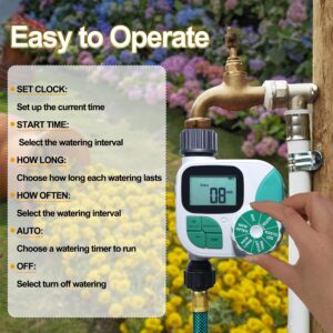 Biswing Watering Timer for Garden Hose, Outlet Hose Water Sprinkler Timers, Programmable Hose Timer with Digital Irrigation Timer System, Battery Operated for Outdoor Yard Lawn Garden Watering