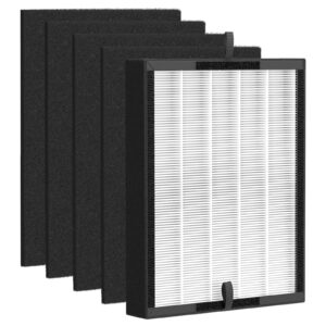 true hepa 45i replacement filter, compatible with 45i air purifier, compared # b4-fresh/fl40-silver-carbon, 1 pack hepa filter+4 pre filter