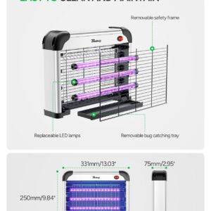 Buzbug LED Bug Zapper Indoor, 10 Years Lifespan 3 Lamps Sustainable Less Power, 3800V Powerful Electric Mosquito Zapper, Durable Fly Trap Mosquito Trap, Fly Killer Fly Zapper -MA009