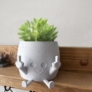 sxidpda smiling plant pot with middle fingers up, flower pots for succulents, funny resin figure planter pot for indoor outdoor