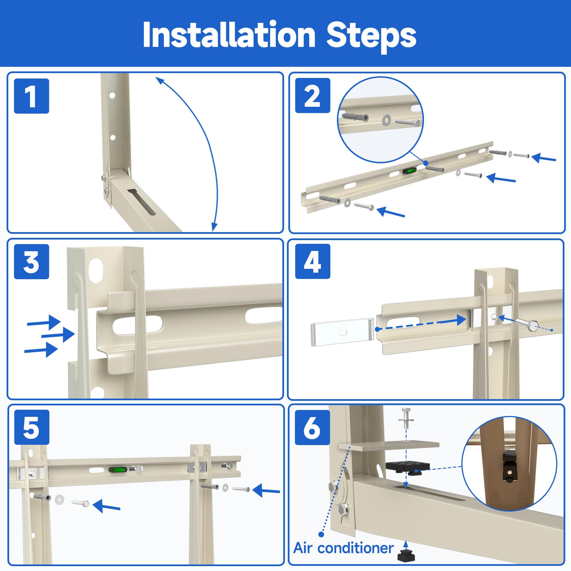 TAKTOPEAK Mini Split Brackets, Crossbar Wall Mount for Mini Split from 7000 BTU to 24000 BTU