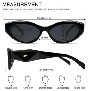 VANLINKER Trendy Black Small Polarized Cat Eye Sunglasses for Women Thick Oval Shades VL9777