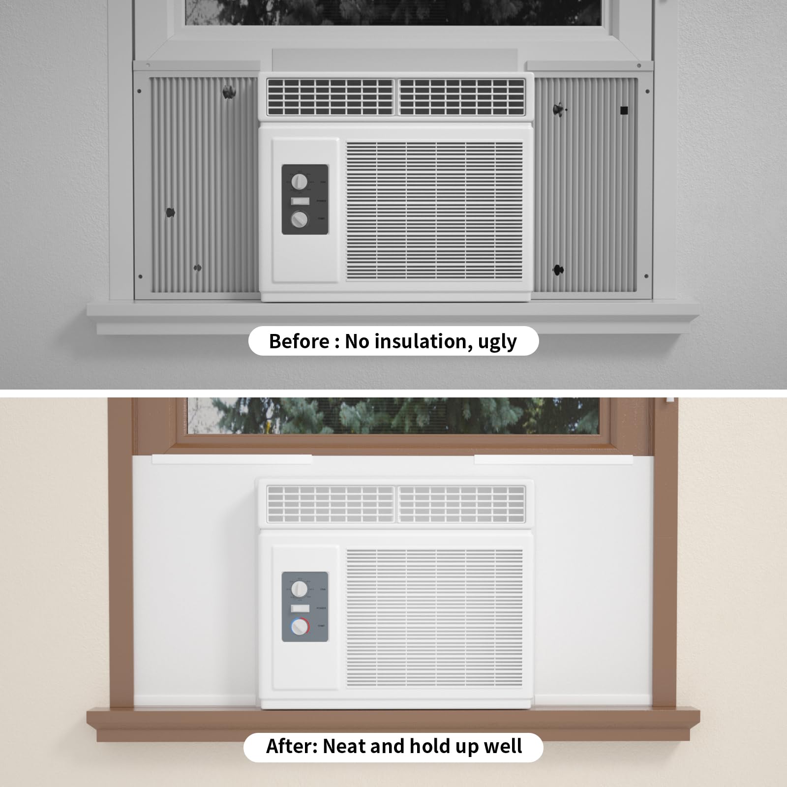 SZZSAF Window Air Conditioner Side Insulated Panel, WinterSummer Winter Heat and Draft Insulating,Insulation Foam Material,Equipped with 4 edge banding strips (1WHITE)