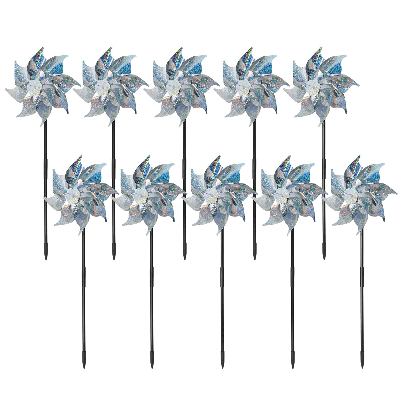 Reflective Pinwheels 10pack,Wind Spinners Outdoor Bird Scare Devices,Sparkly Pinwheel for Garden Decor,Scare Birds & Animals Away from Garden Yard Patio Lawn Farm