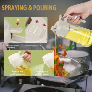 PRO IPLAS Oil Sprayer for Cooking, 2 in 1 Oil Dispenser and Oil sprayer, 16oz Oil Sprayer, Oil Spray and Pour Dispenser for Healthy Cooking,Air Fryer, BBQ, Salad, Baking, Steak (Black)