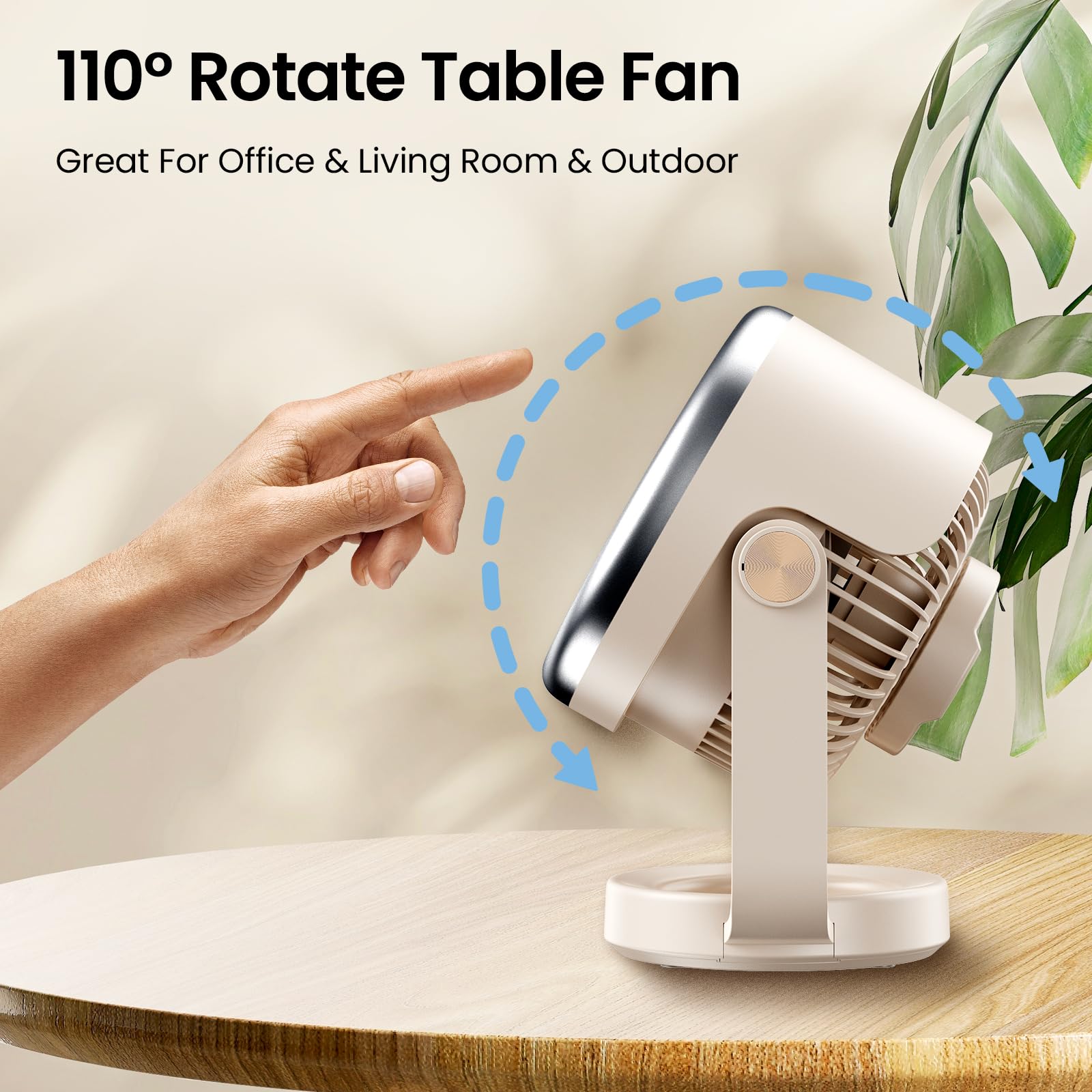 Desk Fan, 10 inch Air Circulator Quiet Operating Fan For Bedroom, 70ft Strong Airflow, Portable Fan Battery Operated Fan with USB, Personal Fan Rechargeable Fan For Office & Living Room & Outdoor