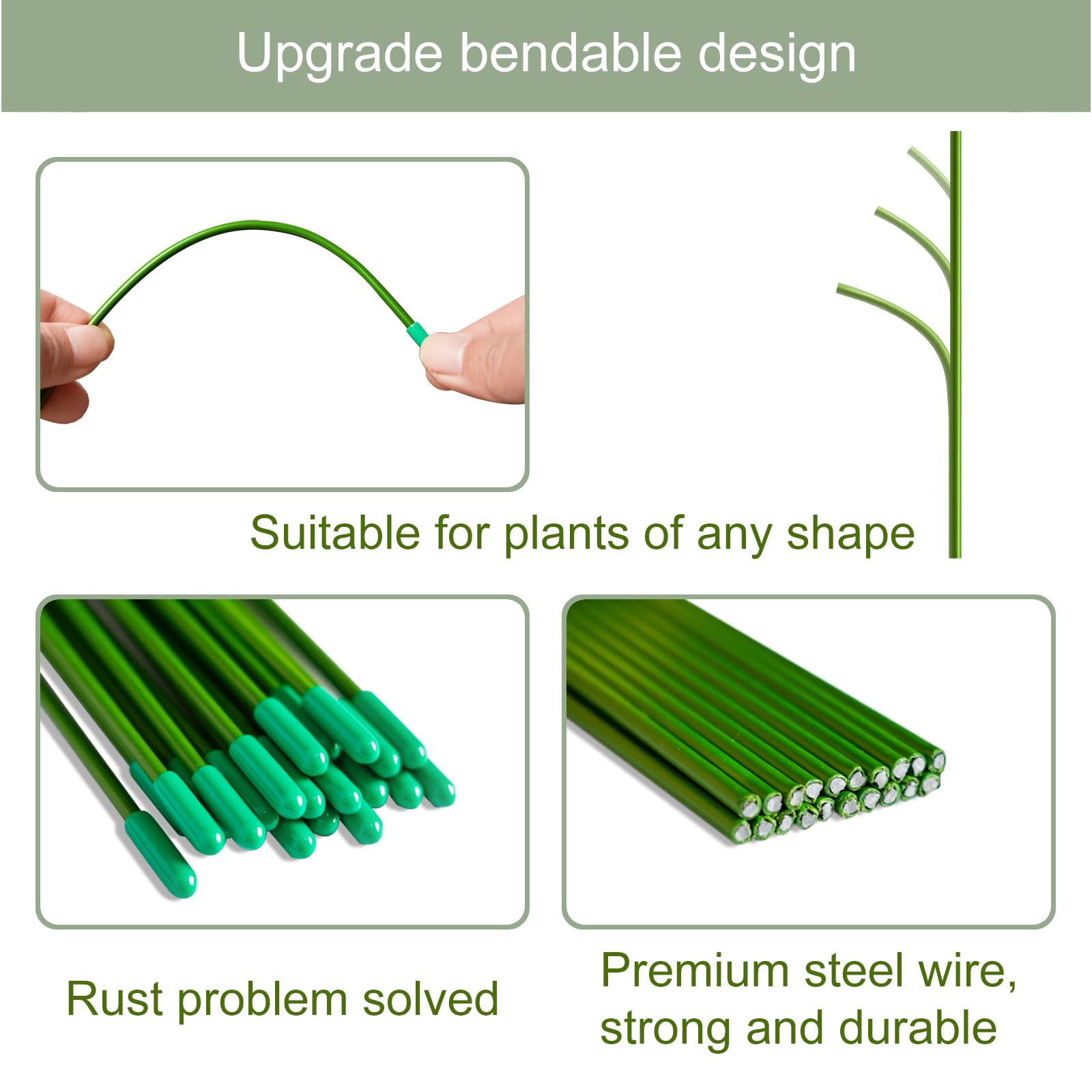 Phenanive 20PCS Plant Stakes, 18Inches Garden Bendable Single Stem Plant Support Stakes for Outdoor Plants and Indoor Plants, Orchid, Amaryllis, Potted Tomato