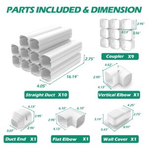 TAKTOPEAK 4" 14.5 Ft Mini Split Line Set Cover, Decorative PVC Line Cover for Mini Split Air Conditioner and Central AC