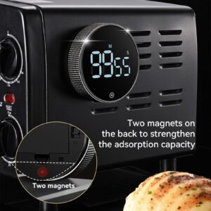 Eshome Digital Kitchen Timers, Magnetic Visual Timer Large LED Display Magnetic Countdown Countup Timer Volume Adjustable for Classroom Cooking Baking Teaching, Easy for Kids and Seniors (Black)