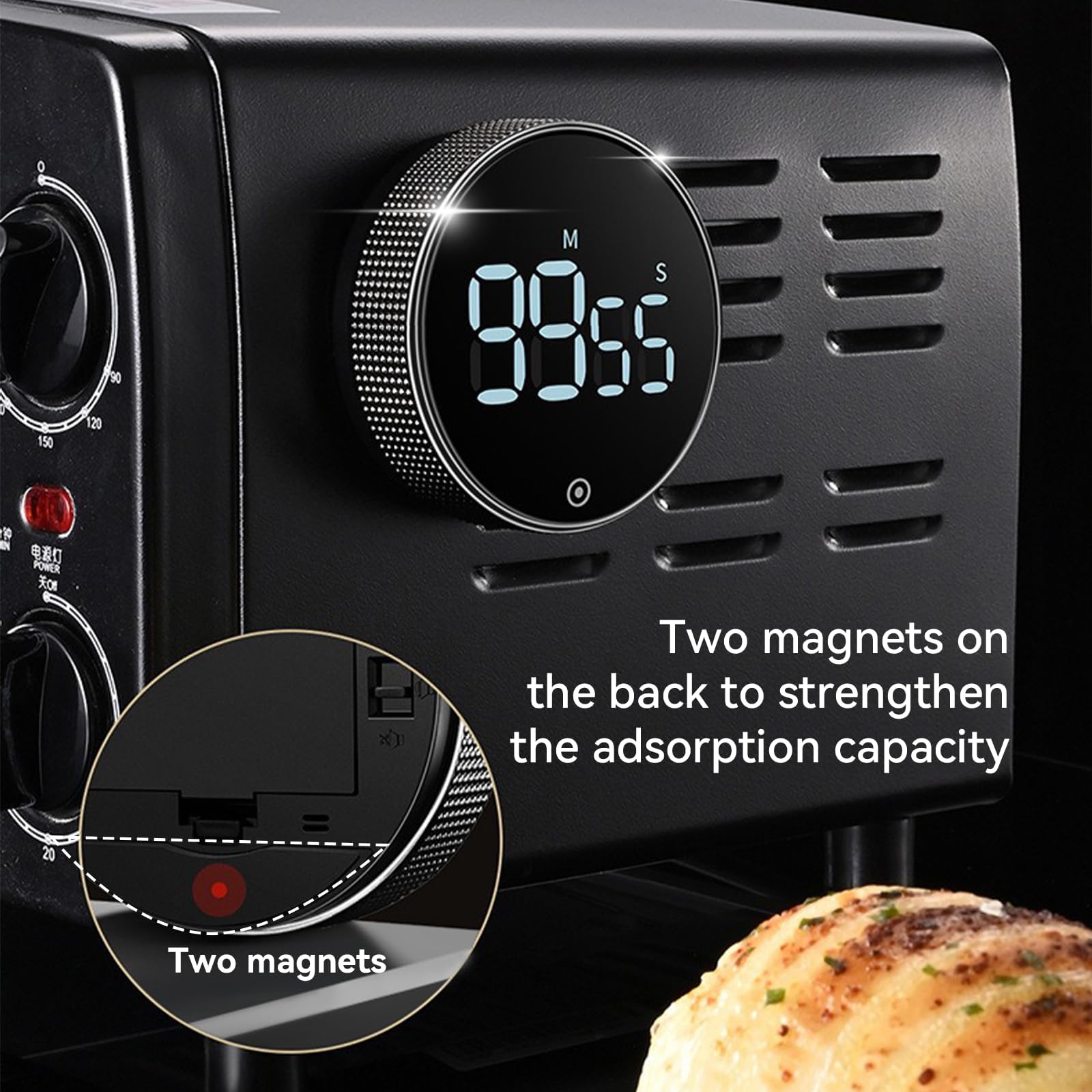 Eshome Digital Kitchen Timers, Magnetic Visual Timer Large LED Display Magnetic Countdown Countup Timer Volume Adjustable for Classroom Cooking Baking Teaching, Easy for Kids and Seniors (Black)