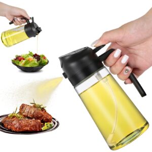 pro iplas oil sprayer for cooking, 2 in 1 oil dispenser and oil sprayer, 16oz oil sprayer, oil spray and pour dispenser for healthy cooking,air fryer, bbq, salad, baking, steak (black)