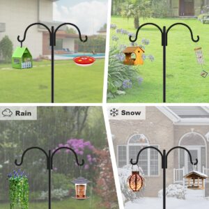 Artibear Double Shepherd Hooks for Outdoor, 76" Heavy Duty Bird Feeder Hangers Garden Hooks with 5-Prong Base, Outside Hanging Pole for Plant Baskets, Solar Light Lanterns, Wind Chimes, 1 Pack