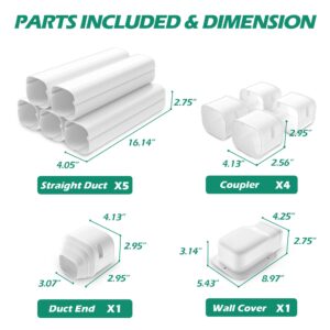 TAKTOPEAK 4" 7.5 Ft Mini Split Line Set Cover, Line Set Cover Kit for Mini Split Air Conditioner and Central AC