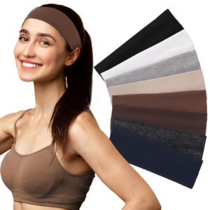 8 pack headbands for women, elastic non-slip hair bands workout headbands for women soft cotton cloth sports headband for running yoga daily workout