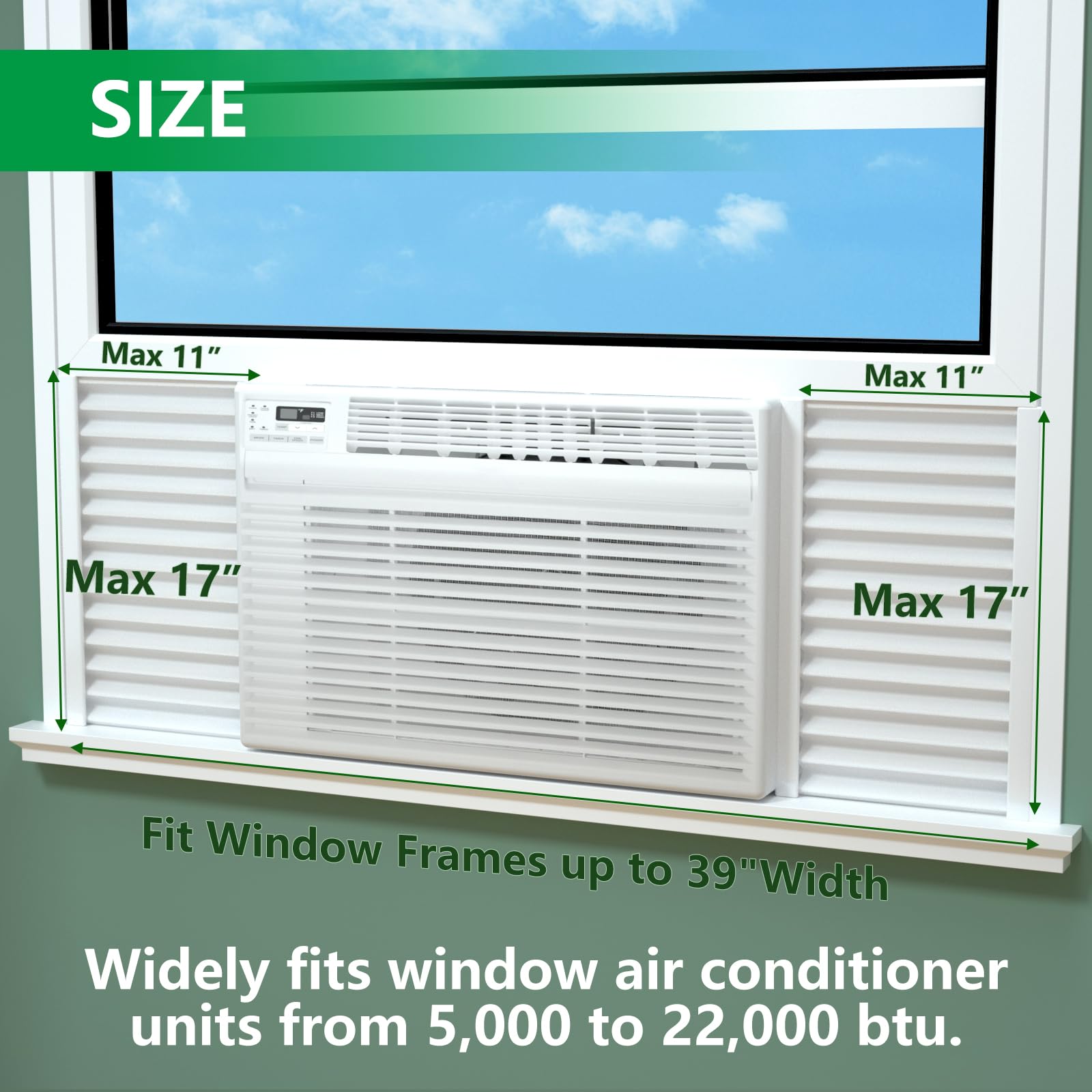 VACUUM002WHITE Window Air Conditioner Side Insulated Panel, 2PIC Insulation Panels Window Seal Kit With 4 pressure strips, WinterSummer Winter Heat and Draft Insulating(WHITE)