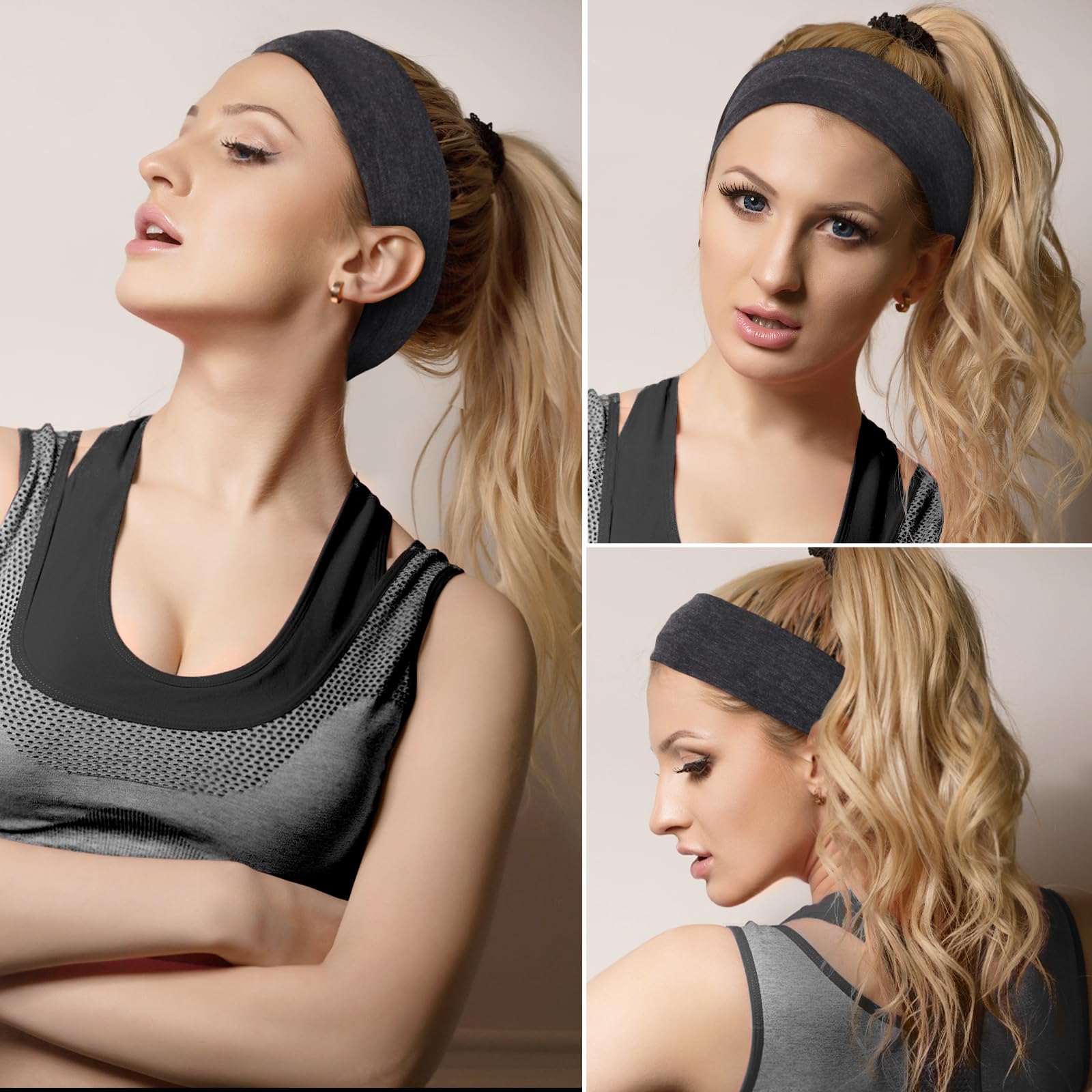 8 Pack Headbands for Women, Elastic Non-Slip Hair Bands Workout Headbands for Women Soft Cotton Cloth Sports Headband for Running Yoga Daily Workout