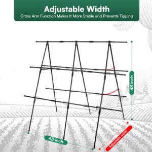 Cucumber Trellis for Climbing Plants Outdoor, 48 X 48In Foldable A-Frame Trellis Tall Cucumber Trellis for Raised Bed Garden Trellis for Vegetables with Climbing Net for Bean Squash,Grape Zucchini