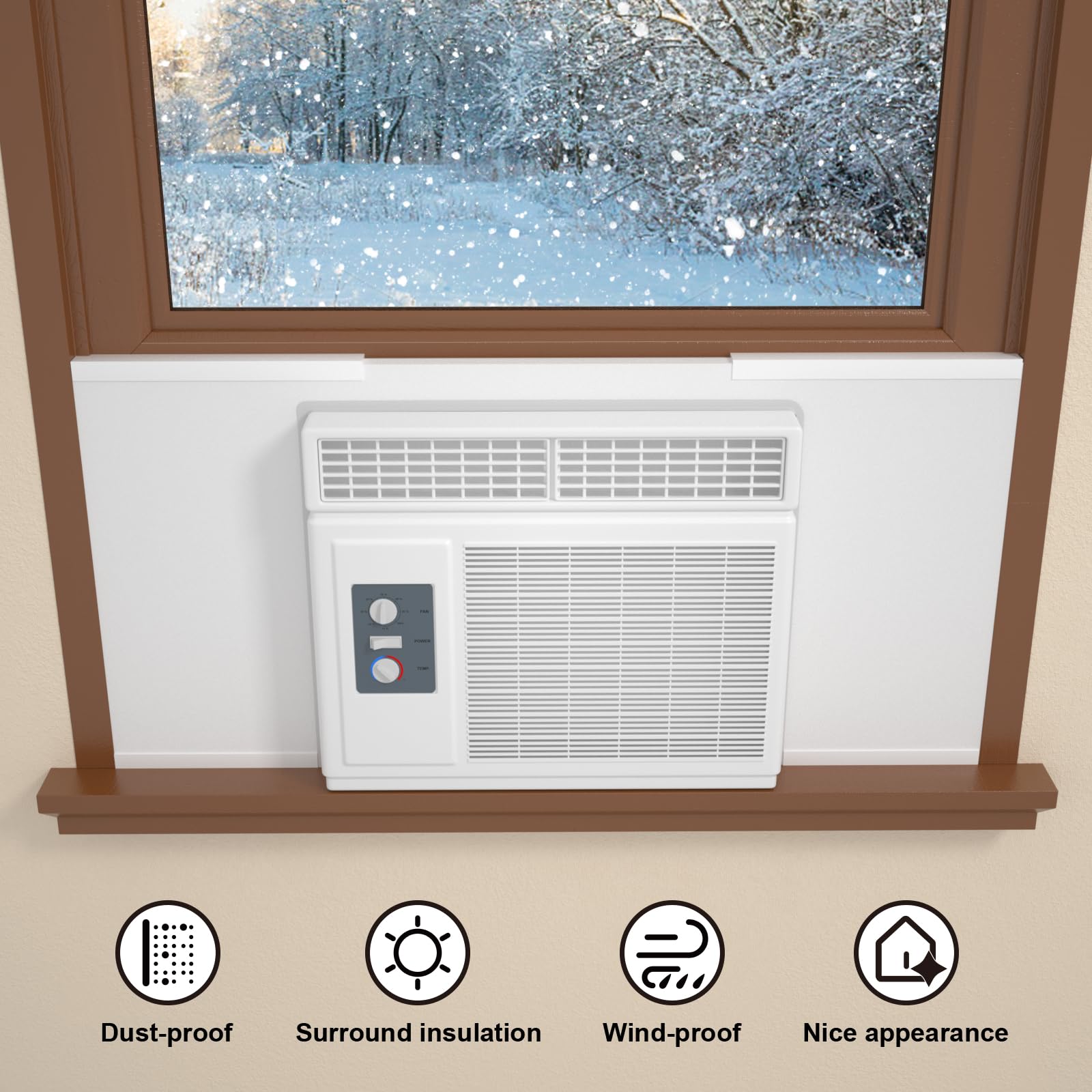 SZZSAF Window Air Conditioner Side Insulated Panel, WinterSummer Winter Heat and Draft Insulating,Insulation Foam Material,Equipped with 4 edge banding strips (1WHITE)