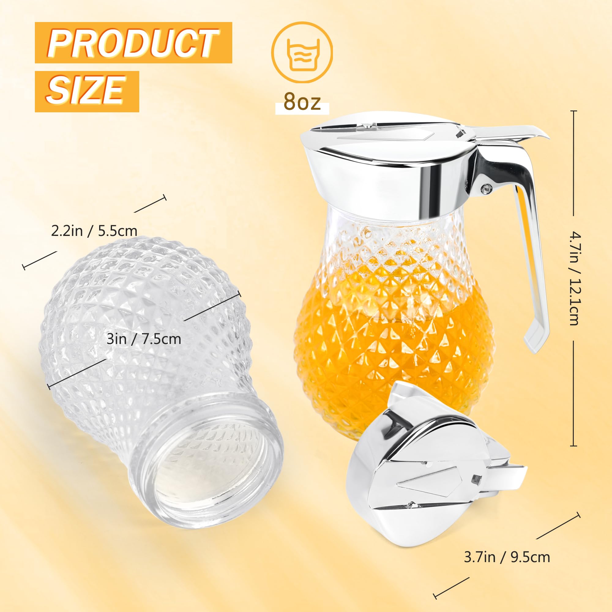 Loscarol Syrup Dispenser Honey Pot 8 oz Glass Dispenser Honey Jar, Commercial Quality With Handle Honey Dispenser Jar for Home Kitchen Storage Honey & Syrup - Honey Containers