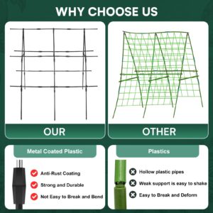 Cucumber Trellis for Climbing Plants Outdoor, 48 X 48In Foldable A-Frame Trellis Tall Cucumber Trellis for Raised Bed Garden Trellis for Vegetables with Climbing Net for Bean Squash,Grape Zucchini