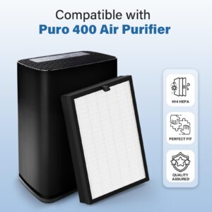 H14 True HEPA Replacement Filter Compatible with Puroair 400 Air Purifier, 3-in-1 True HEPA 14 Replacement Filter and Activated Carbon Filter, HP-14 400 Filter, 2 Pack