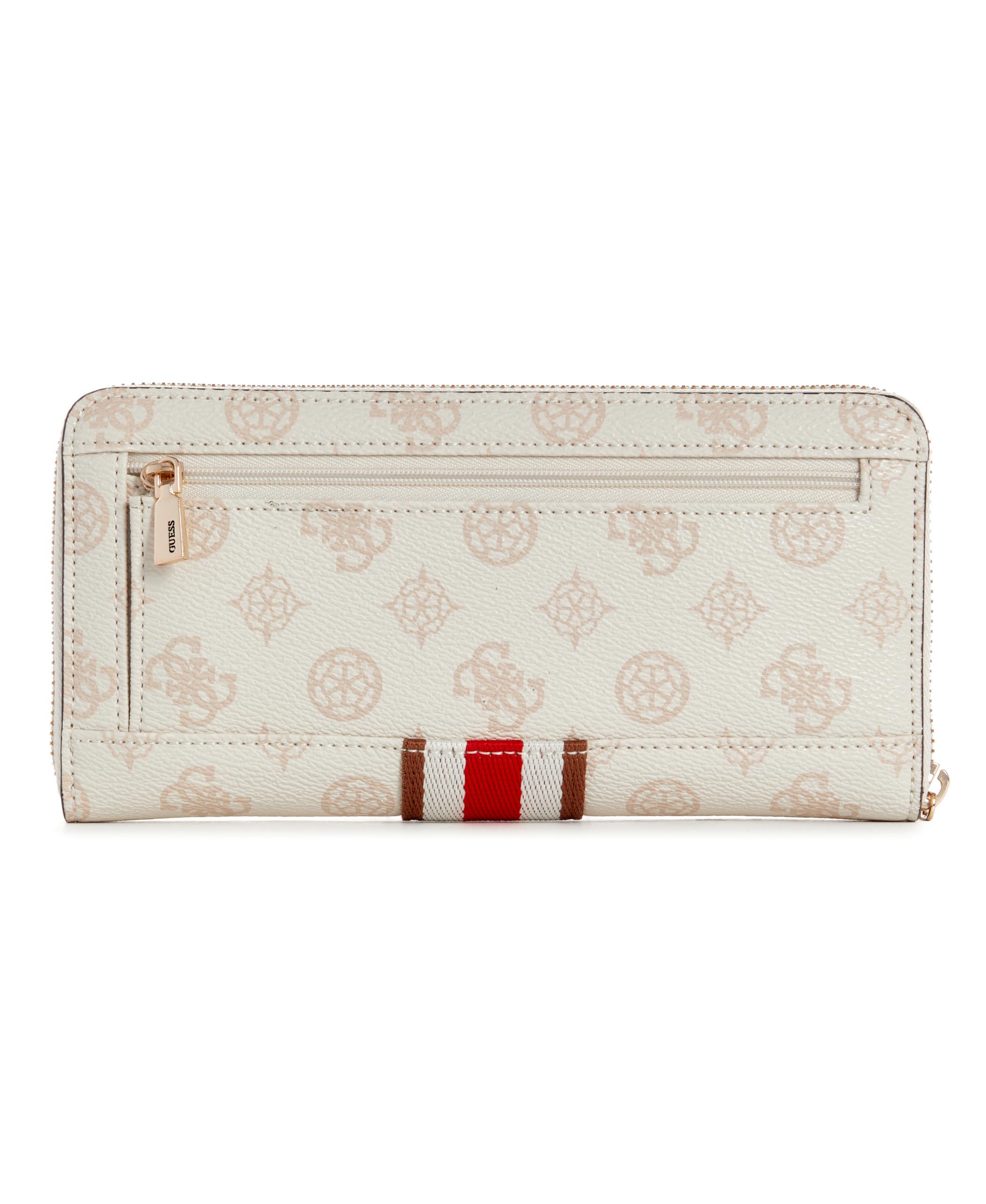 GUESS Nelka Large Zip Around Wallet, Cream Logo