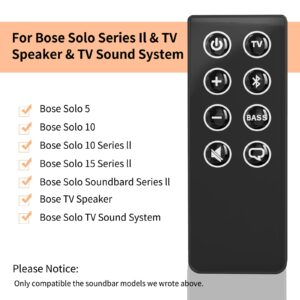 Replacement Remote Control for Bose Solo 5 10 15 Sound Bar, Compatible with Bose Solo 5 10 15 Series II TV Sound System 410376 418775 431974 845194 740928-1120 838309-1100 with CR2025 Battery