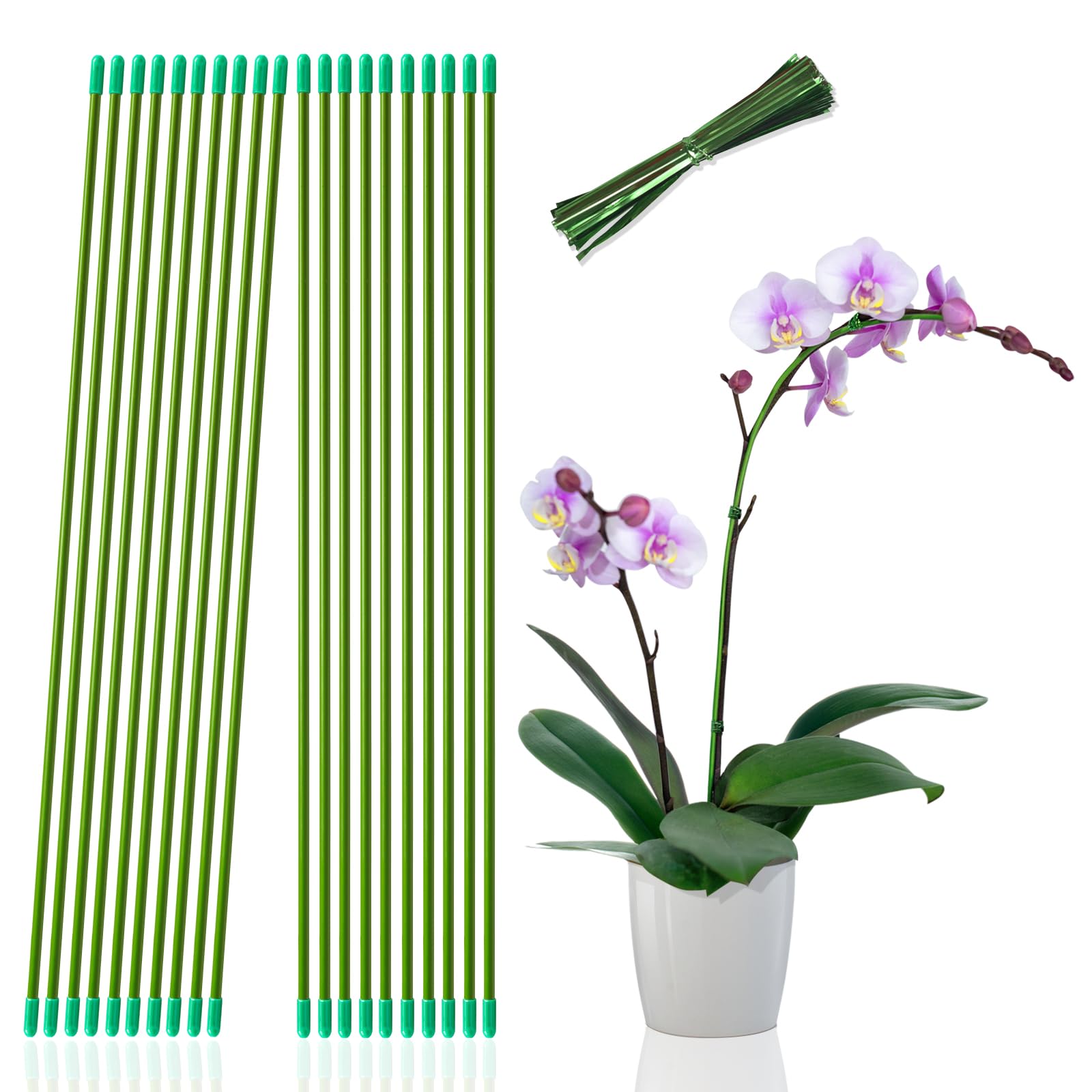 Phenanive 20PCS Plant Stakes, 18Inches Garden Bendable Single Stem Plant Support Stakes for Outdoor Plants and Indoor Plants, Orchid, Amaryllis, Potted Tomato